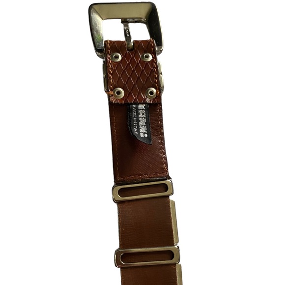 Italian designer Nanni leather and brass belt - Picture 4 of 10